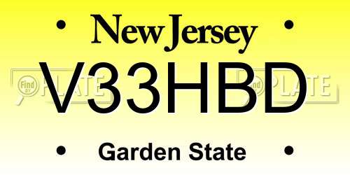 V33HBD New Jersey License Plate