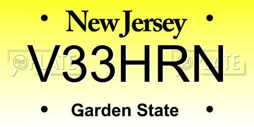 V33HRN New Jersey License Plate
