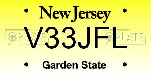 V33JFL New Jersey License Plate