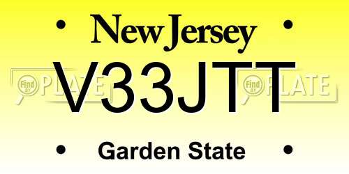 V33JTT New Jersey License Plate