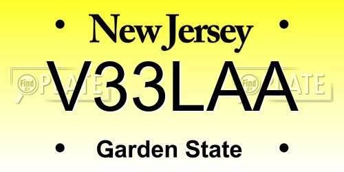 V33LAA New Jersey License Plate