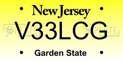 V33LCG New Jersey License Plate