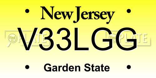 V33LGG New Jersey License Plate