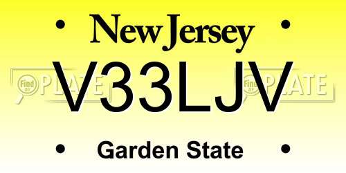 V33LJV New Jersey License Plate