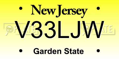 V33LJW New Jersey License Plate