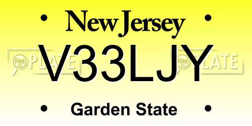 V33LJY New Jersey License Plate
