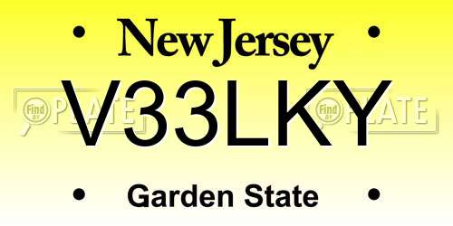 V33LKY New Jersey License Plate