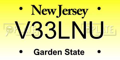 V33LNU New Jersey License Plate