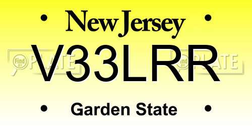 V33LRR New Jersey License Plate