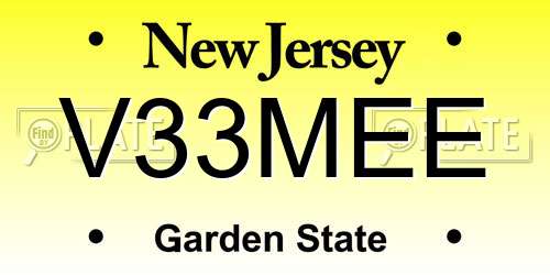 V33MEE New Jersey License Plate