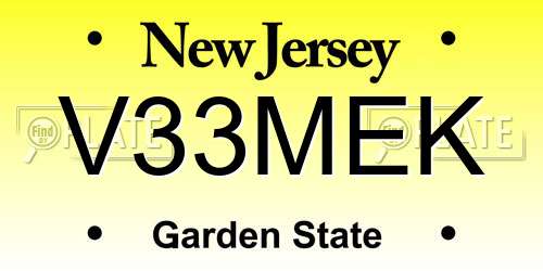 V33MEK New Jersey License Plate