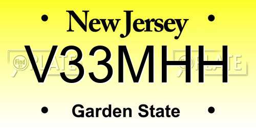 V33MHH New Jersey License Plate