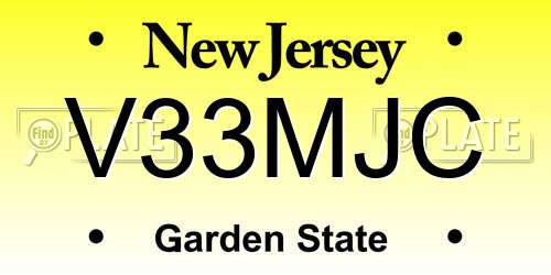 V33MJC New Jersey License Plate