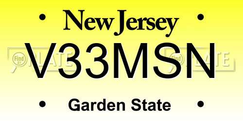 V33MSN New Jersey License Plate