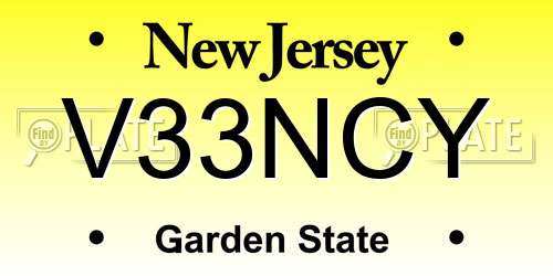 V33NCY New Jersey License Plate