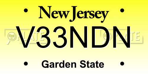 V33NDN New Jersey License Plate
