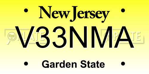 V33NMA New Jersey License Plate