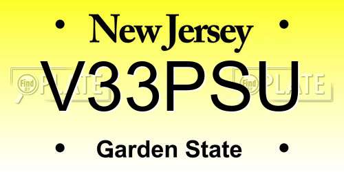 V33PSU New Jersey License Plate