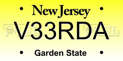 V33RDA New Jersey License Plate