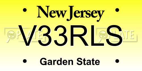 V33RLS New Jersey License Plate