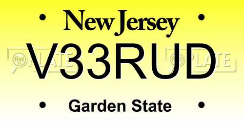 V33RUD New Jersey License Plate