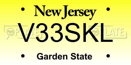 V33SKL New Jersey License Plate
