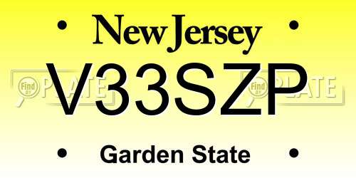 V33SZP New Jersey License Plate