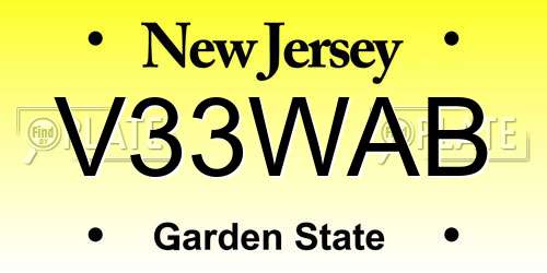 V33WAB New Jersey License Plate