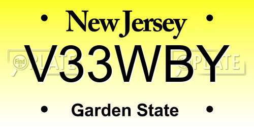 V33WBY New Jersey License Plate