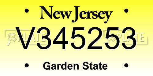 V345253 New Jersey License Plate