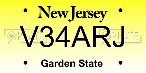 V34ARJ New Jersey License Plate