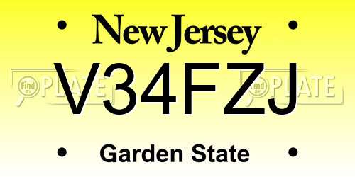 V34FZJ New Jersey License Plate