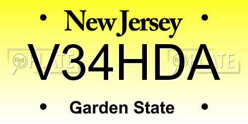 V34HDA New Jersey License Plate