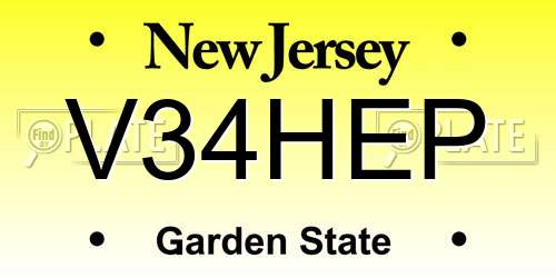 V34HEP New Jersey License Plate