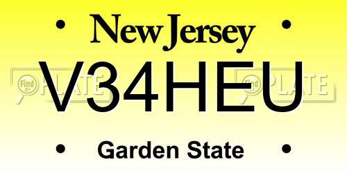 V34HEU New Jersey License Plate