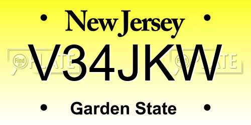V34JKW New Jersey License Plate