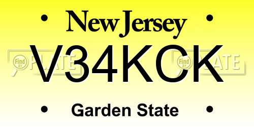 V34KCK New Jersey License Plate