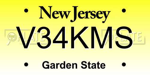 V34KMS New Jersey License Plate