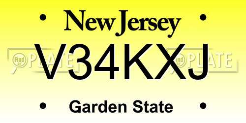 V34KXJ New Jersey License Plate