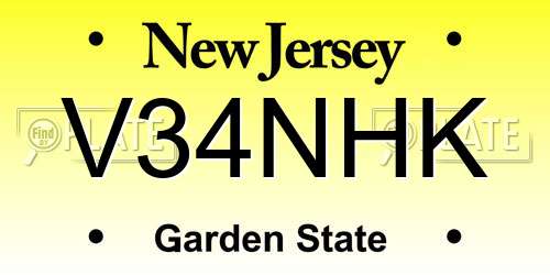 V34NHK New Jersey License Plate