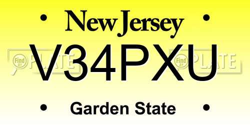 V34PXU New Jersey License Plate