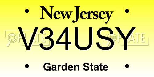V34USY New Jersey License Plate