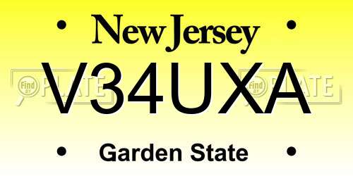 V34UXA New Jersey License Plate