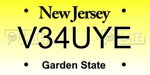V34UYE New Jersey License Plate