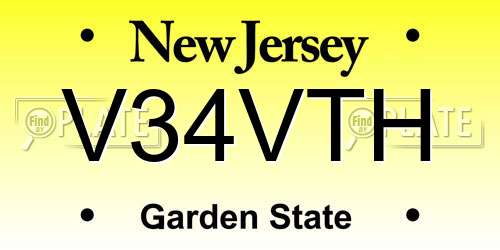 V34VTH New Jersey License Plate
