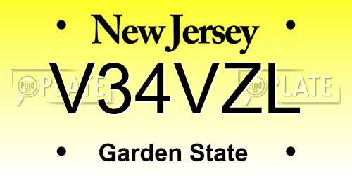 V34VZL New Jersey License Plate