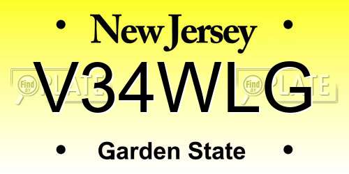 V34WLG New Jersey License Plate