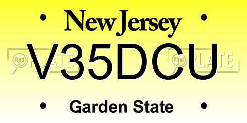 V35DCU New Jersey License Plate