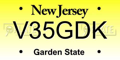 V35GDK New Jersey License Plate