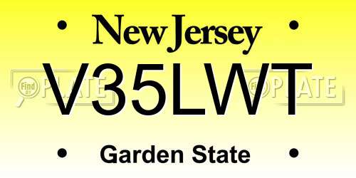 V35LWT New Jersey License Plate